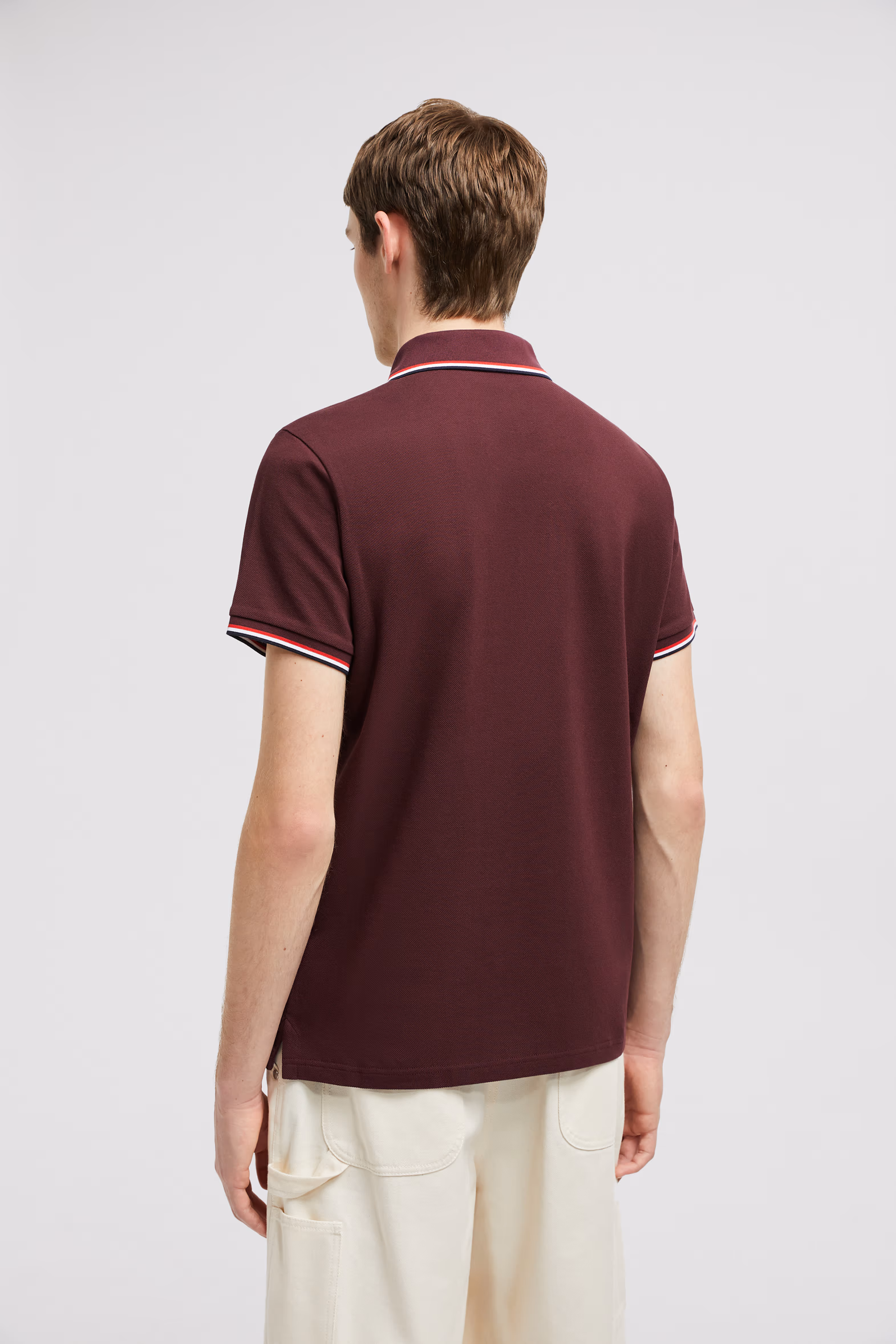 Tricolor-Trimmed Cotton Piquet Polo Shirt Men Red Moncler 5